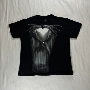 Disney Nightmare Before Christmas T-Shirt Mens L Black Jack Skellington Bat Tux
